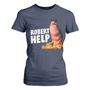Marcus The Worm T Shirt For Women Funny Brainrot Meme Robert Help TS10 Navy Print Your Wear