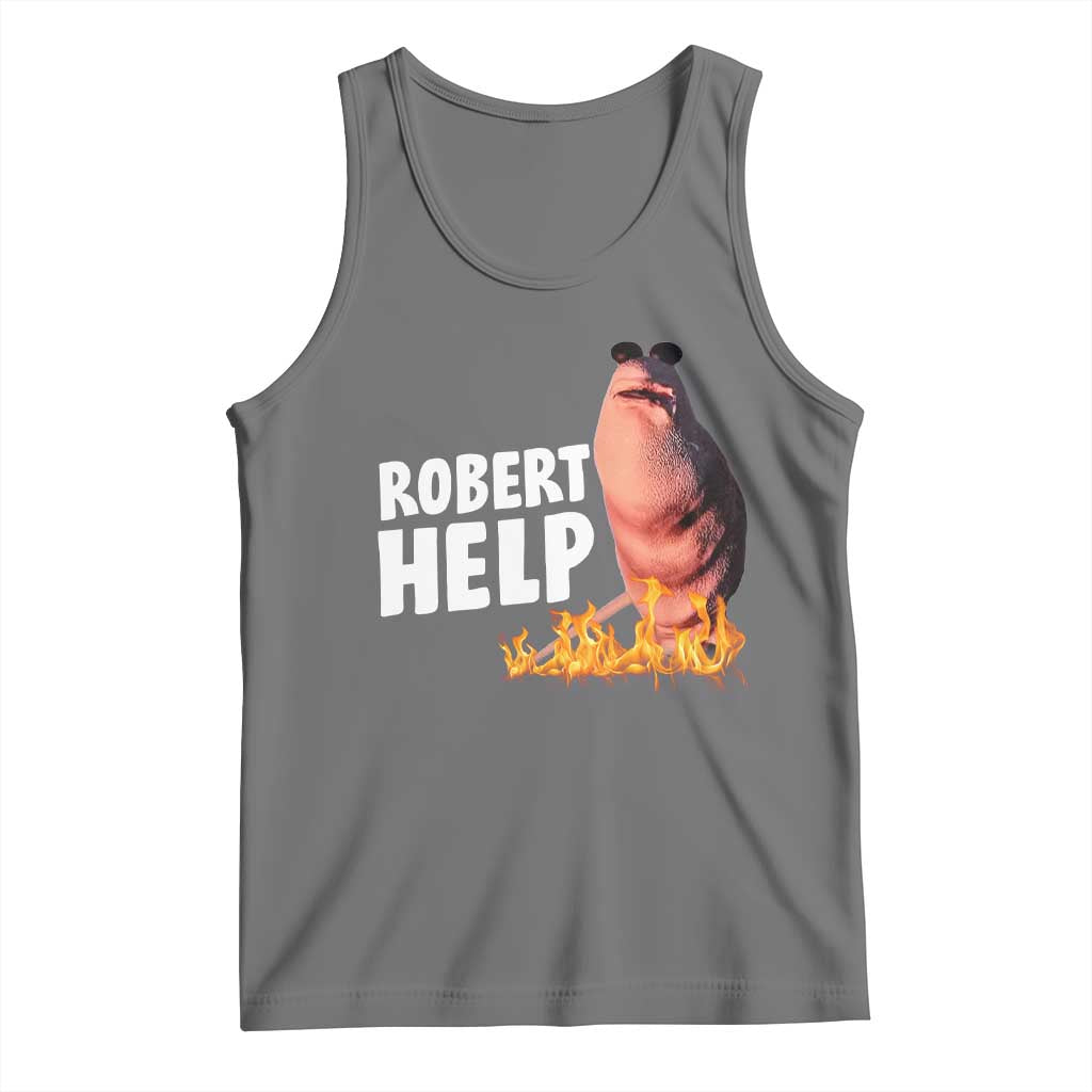 Marcus The Worm Tank Top Funny Brainrot Meme Robert Help TS10 Black Heather Print Your Wear