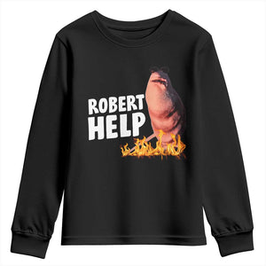 Marcus The Worm Youth Sweatshirt Funny Brainrot Meme Robert Help TS10 Black Print Your Wear