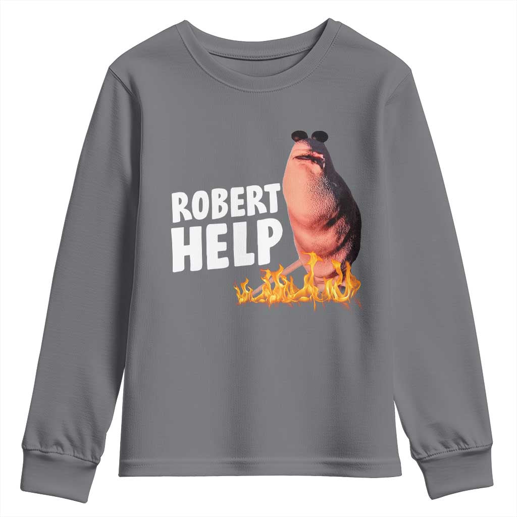 Marcus The Worm Youth Sweatshirt Funny Brainrot Meme Robert Help TS10 Charcoal Print Your Wear