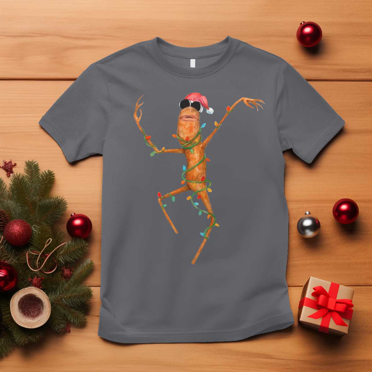 Marcus The Worm Christmas T Shirt Internet Weirdcore Brainrot Humor TS10 Charcoal Print Your Wear