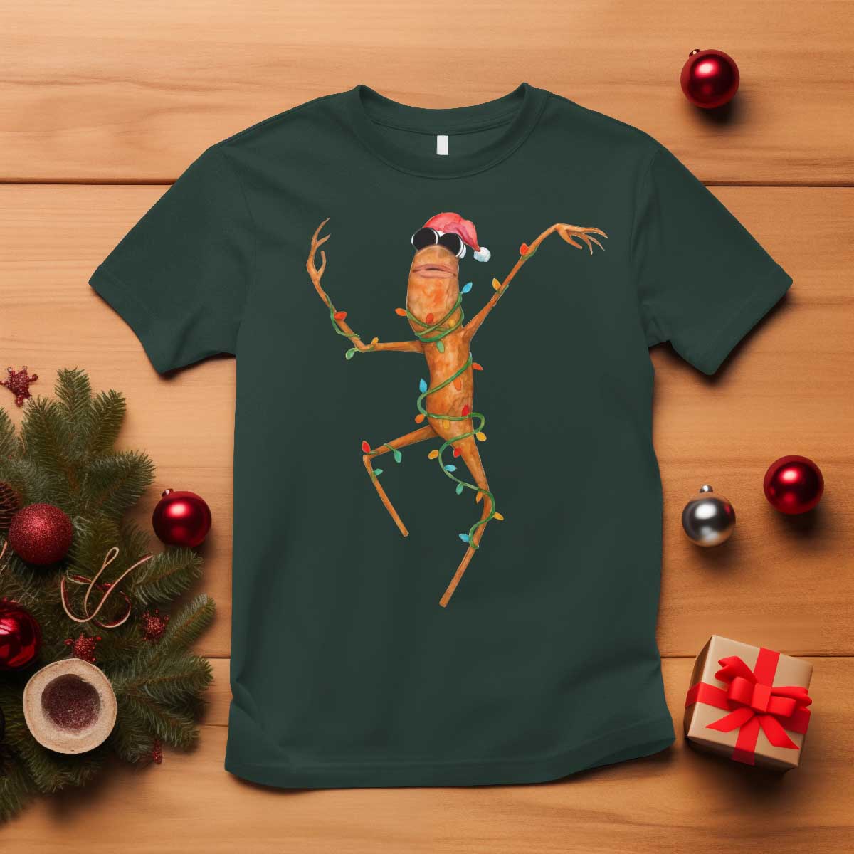 Marcus The Worm Christmas T Shirt Internet Weirdcore Brainrot Humor TS10 Dark Forest Green Print Your Wear