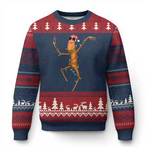 Marcus The Worm Xmas Ugly Christmas Sweater Internet Weirdcore Brainrot Humor TS10 Navy Red Print Your Wear