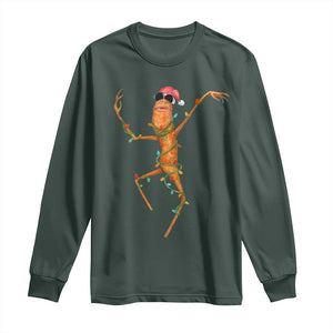 Marcus The Worm Christmas Long Sleeve Shirt Internet Weirdcore Brainrot Humor TS10 Dark Forest Green Print Your Wear