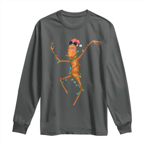Marcus The Worm Christmas Long Sleeve Shirt Internet Weirdcore Brainrot Humor TS10 Dark Heather Print Your Wear