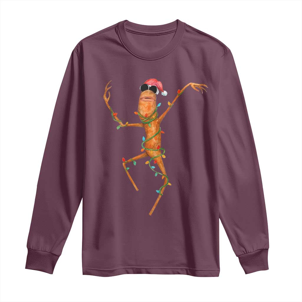 Marcus The Worm Christmas Long Sleeve Shirt Internet Weirdcore Brainrot Humor TS10 Maroon Print Your Wear