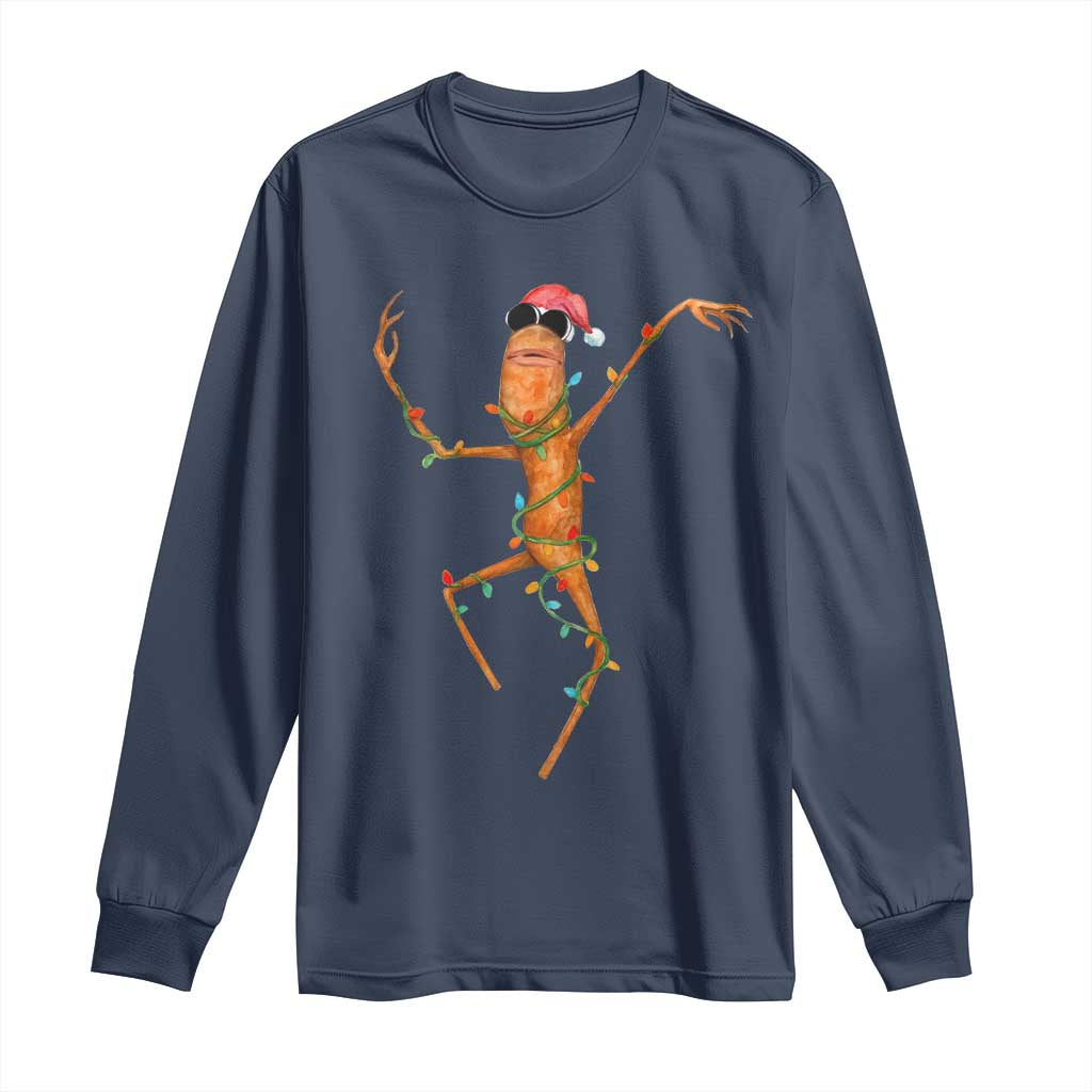 Marcus The Worm Christmas Long Sleeve Shirt Internet Weirdcore Brainrot Humor TS10 Navy Print Your Wear