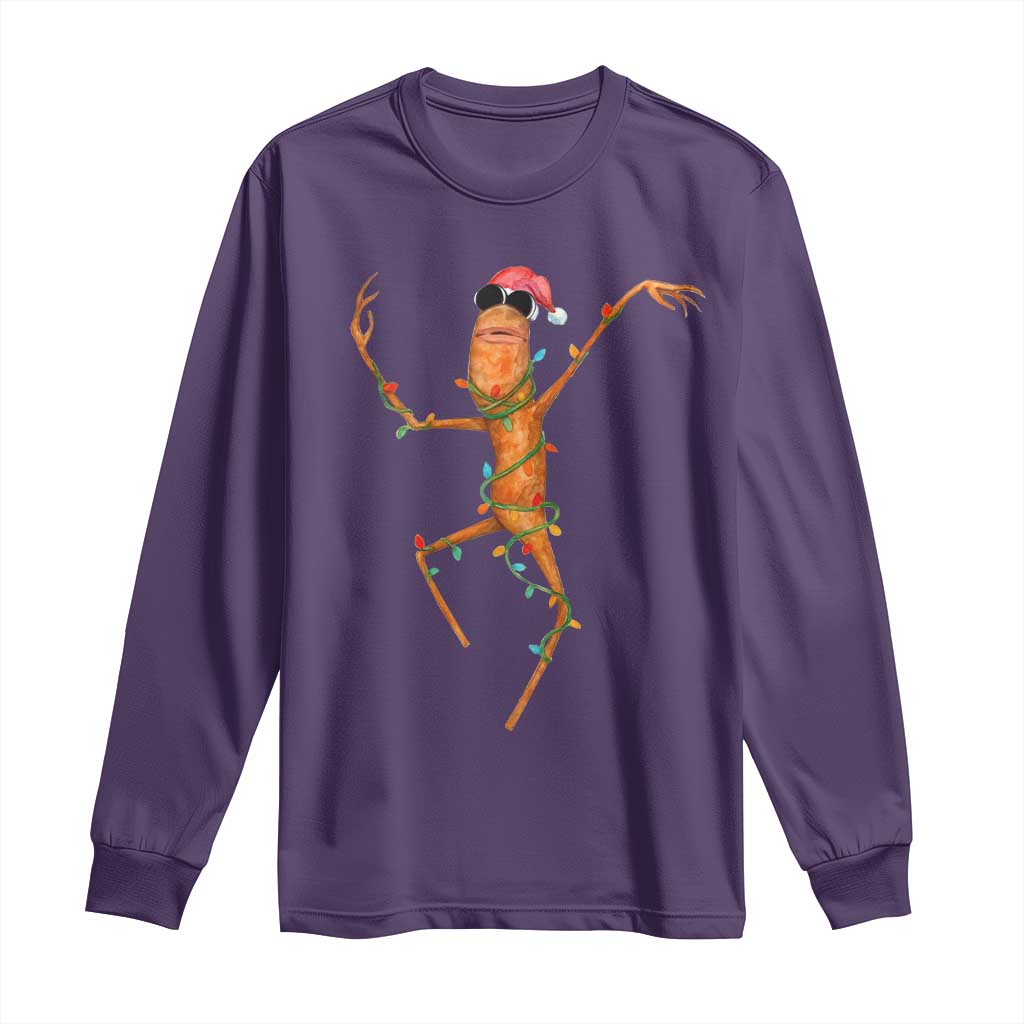 Marcus The Worm Christmas Long Sleeve Shirt Internet Weirdcore Brainrot Humor TS10 Purple Print Your Wear