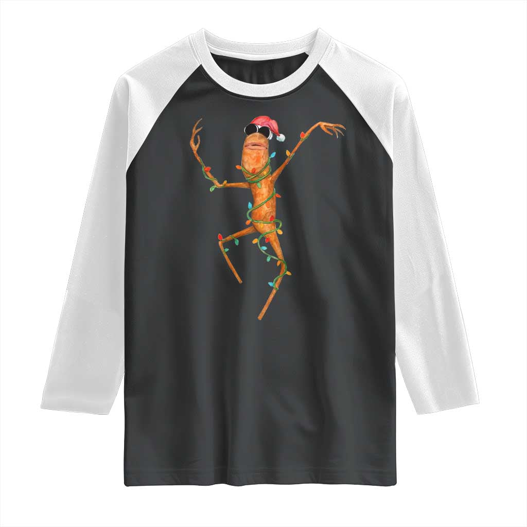 Marcus The Worm Christmas Raglan Shirt Internet Weirdcore Brainrot Humor TS10 Black White Print Your Wear