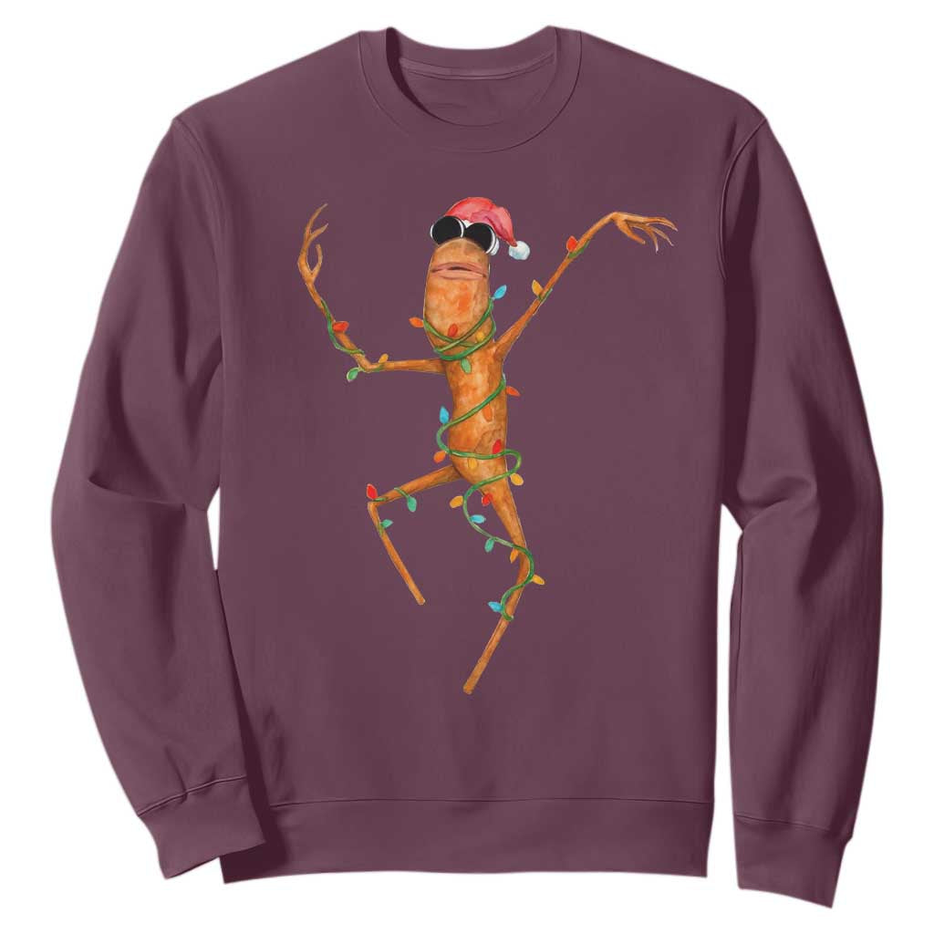 Marcus The Worm Christmas Sweatshirt Internet Weirdcore Brainrot Humor TS10 Maroon Print Your Wear