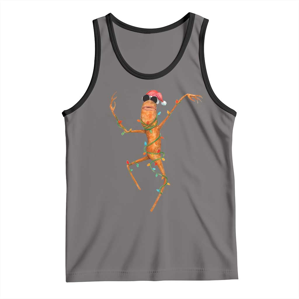 Marcus The Worm Christmas Tank Top Internet Weirdcore Brainrot Humor TS10 Deep Heather Black Print Your Wear