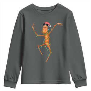 Marcus The Worm Christmas Youth Sweatshirt Internet Weirdcore Brainrot Humor TS10 Dark Heather Print Your Wear
