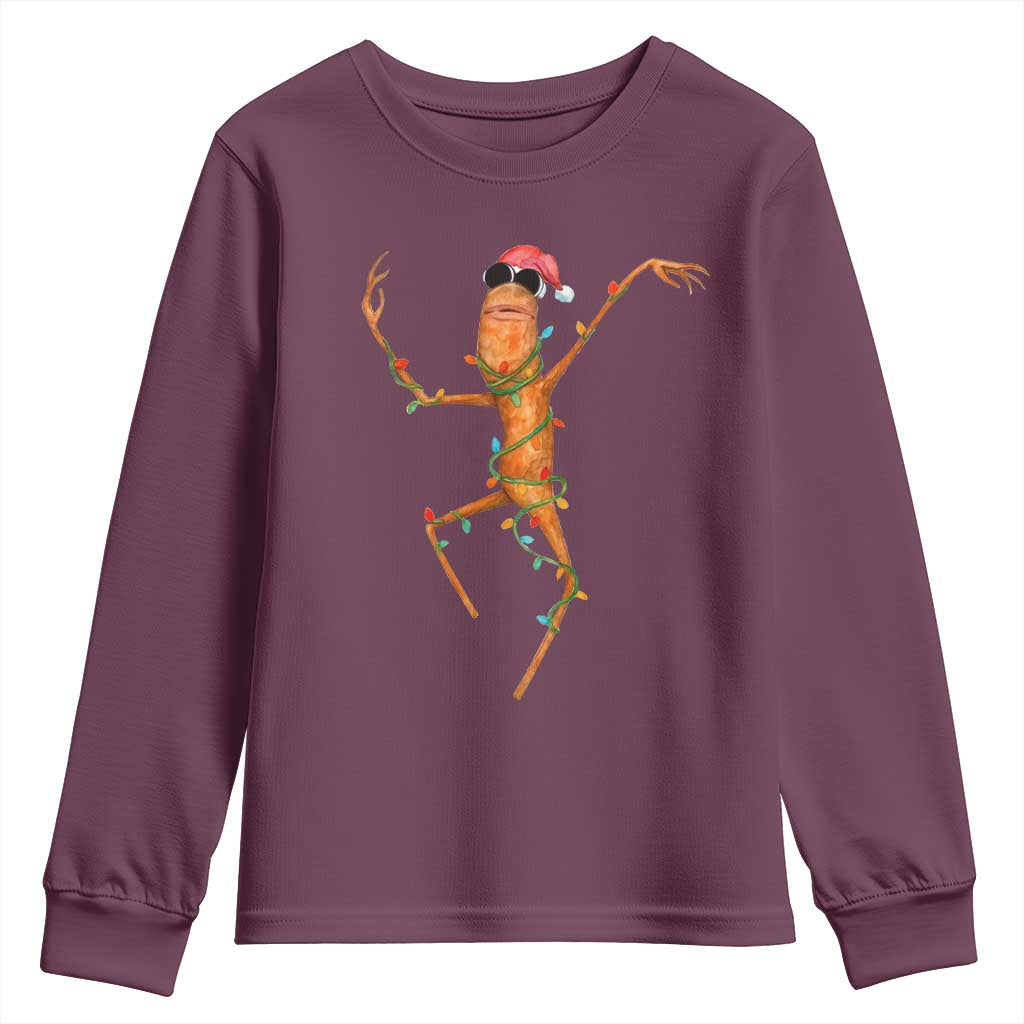 Marcus The Worm Christmas Youth Sweatshirt Internet Weirdcore Brainrot Humor TS10 Maroon Print Your Wear