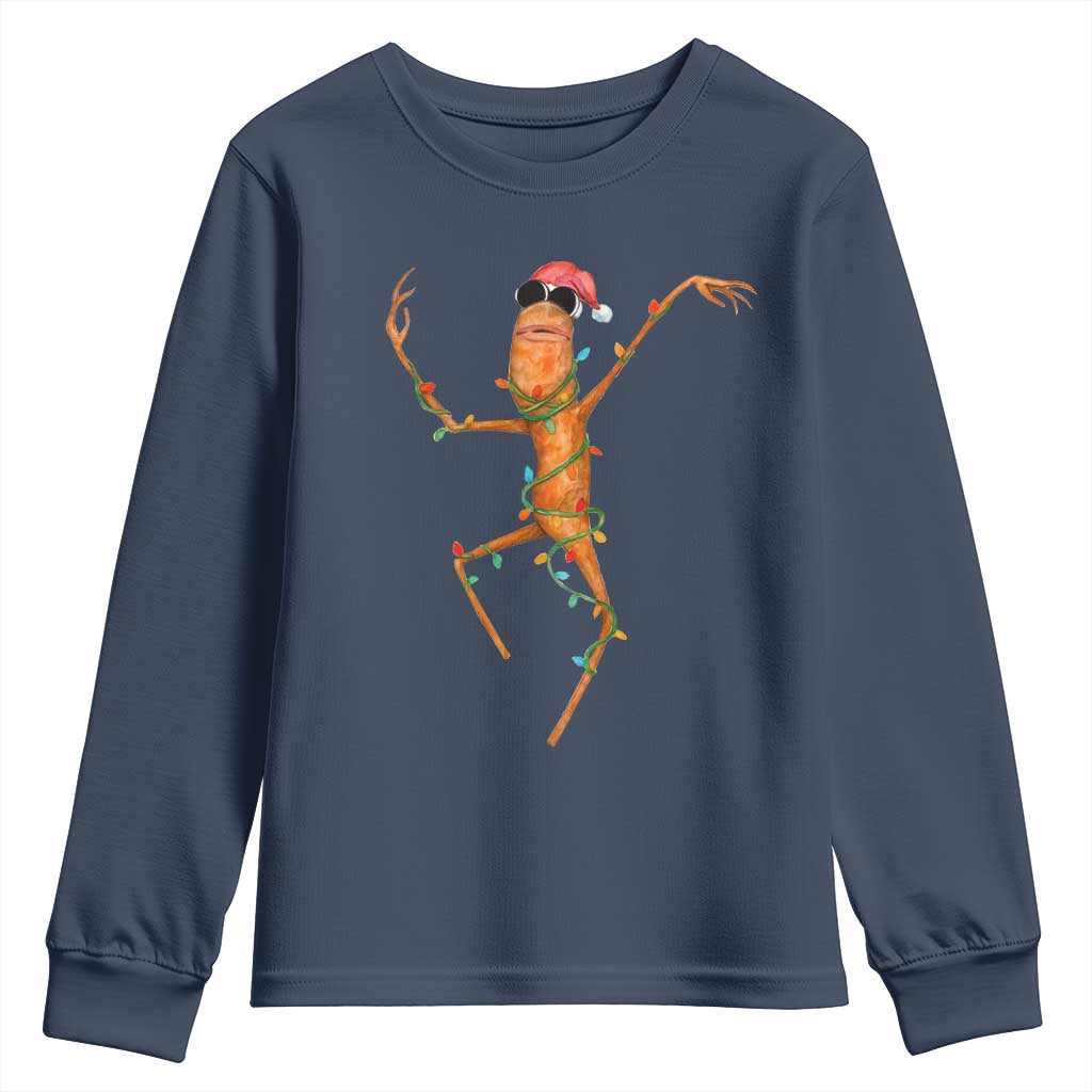 Marcus The Worm Christmas Youth Sweatshirt Internet Weirdcore Brainrot Humor TS10 Navy Print Your Wear