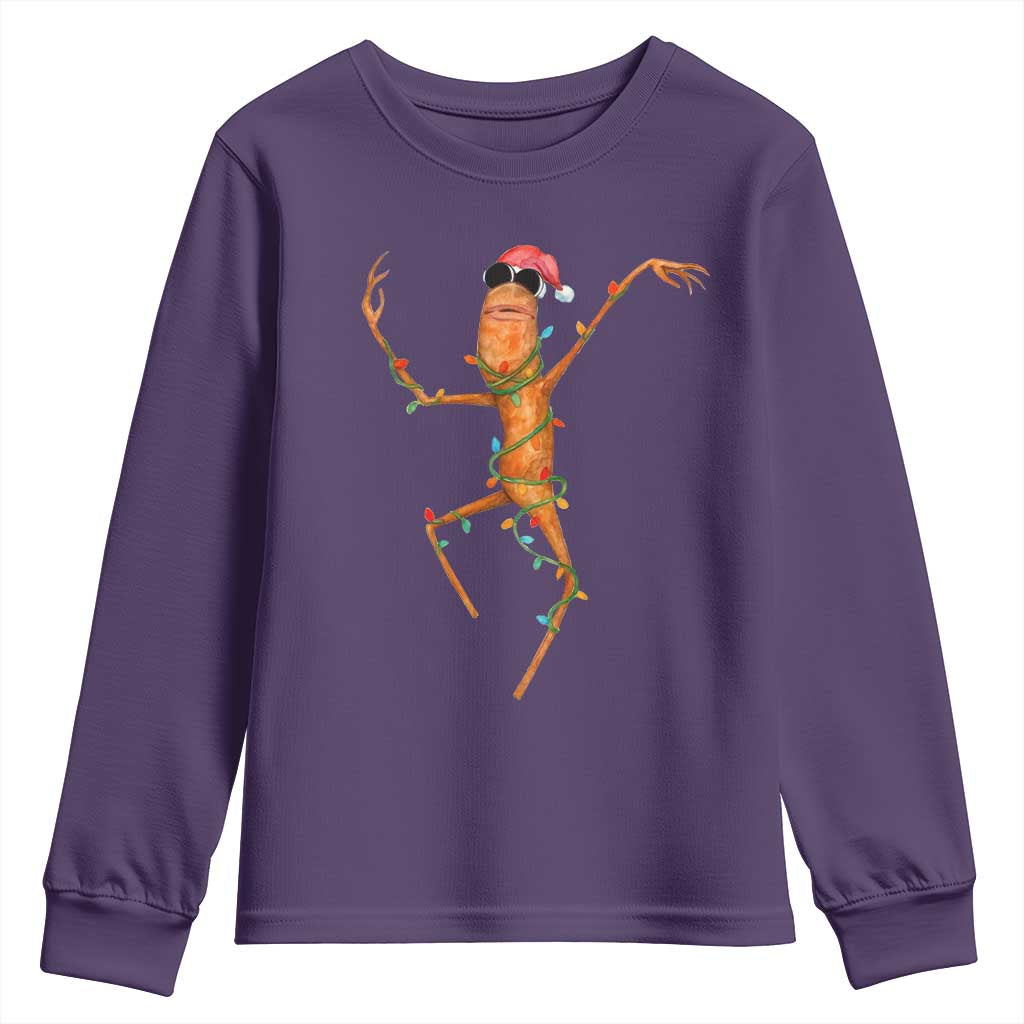 Marcus The Worm Christmas Youth Sweatshirt Internet Weirdcore Brainrot Humor TS10 Purple Print Your Wear