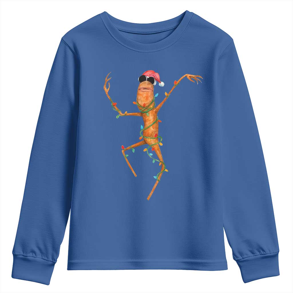 Marcus The Worm Christmas Youth Sweatshirt Internet Weirdcore Brainrot Humor TS10 Royal Blue Print Your Wear