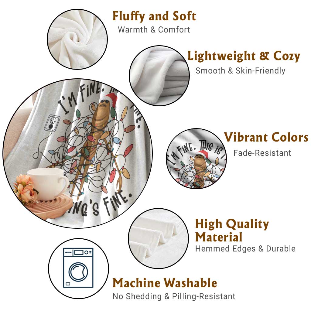 Marcus The Worm Christmas Meme Throw Blanket I'm Fine Everything is Fine TS10 Print Your Wear