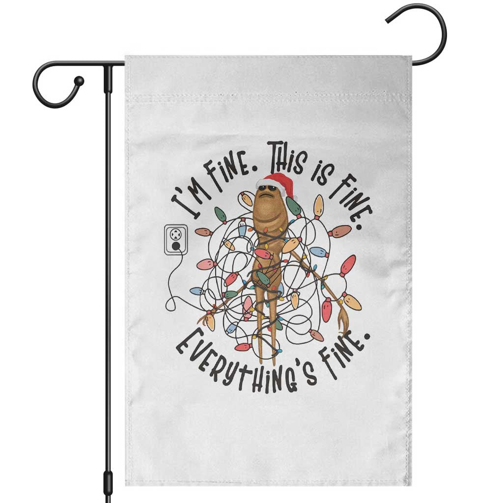 Marcus The Worm Christmas Meme Garden Flag I'm Fine Everything is Fine TS10 White Print Your Wear