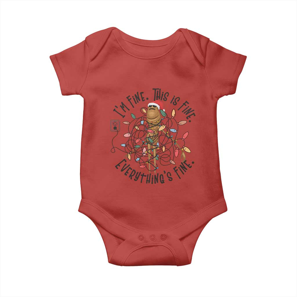 Marcus The Worm Christmas Meme Baby Onesie I'm Fine Everything is Fine TS10 Red Print Your Wear