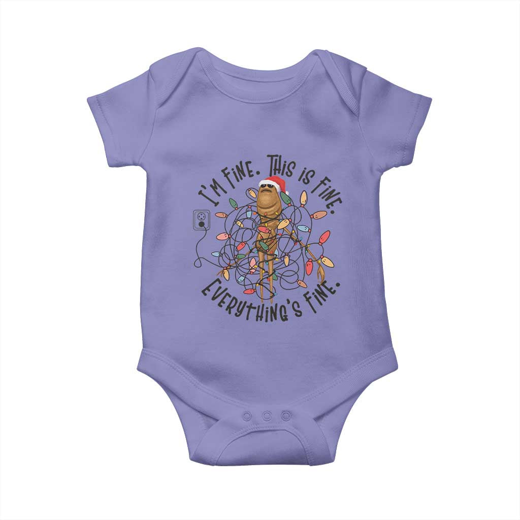 Marcus The Worm Christmas Meme Baby Onesie I'm Fine Everything is Fine TS10 Violet Print Your Wear