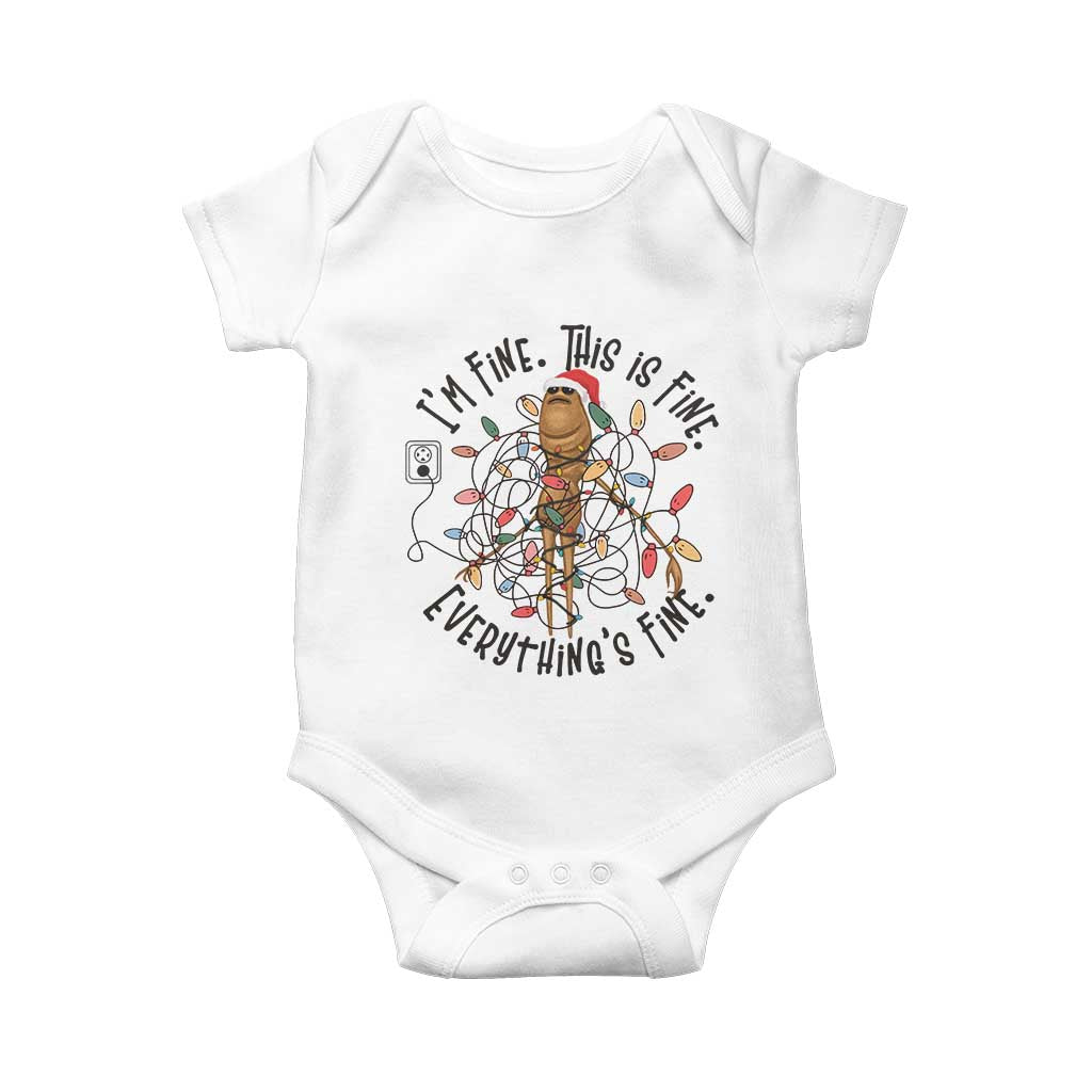 Marcus The Worm Christmas Meme Baby Onesie I'm Fine Everything is Fine TS10 White Print Your Wear