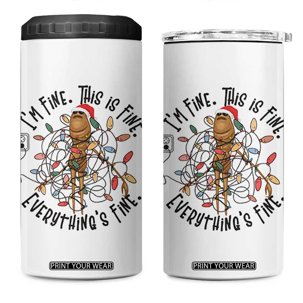 Marcus The Worm Christmas Meme 4 in 1 Can Cooler Tumbler I'm Fine Everything is Fine TS10 One Size: 16 oz White Print Your Wear