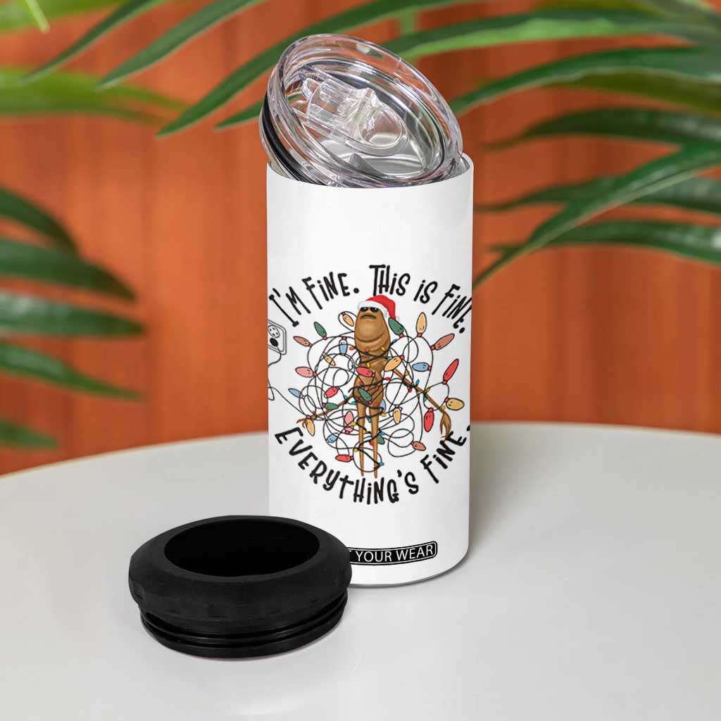 Marcus The Worm Christmas Meme 4 in 1 Can Cooler Tumbler I'm Fine Everything is Fine TS10 Print Your Wear