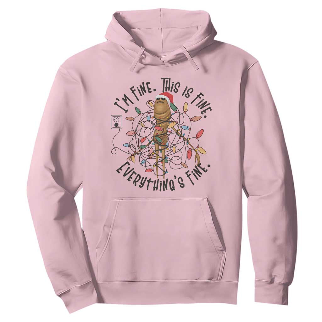 Marcus The Worm Christmas Meme Hoodie I'm Fine Everything is Fine TS10 Light Pink Print Your Wear