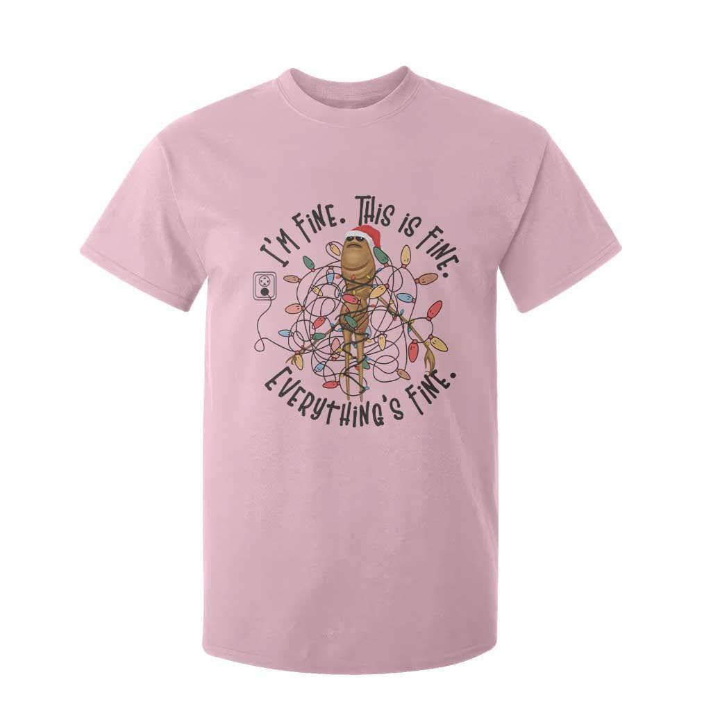 Marcus The Worm Christmas Meme T Shirt For Kid I'm Fine Everything is Fine TS10 Light Pink Print Your Wear