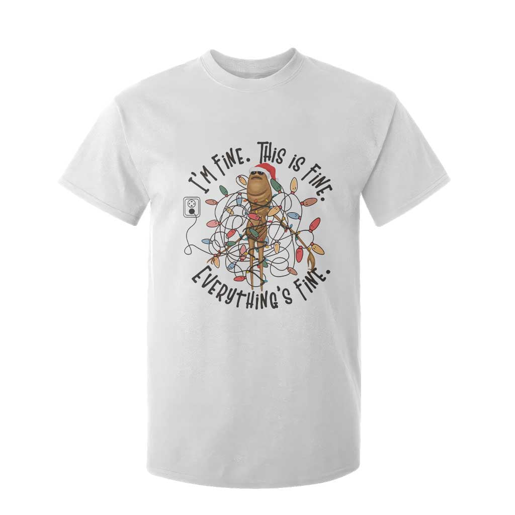 Marcus The Worm Christmas Meme T Shirt For Kid I'm Fine Everything is Fine TS10 White Print Your Wear