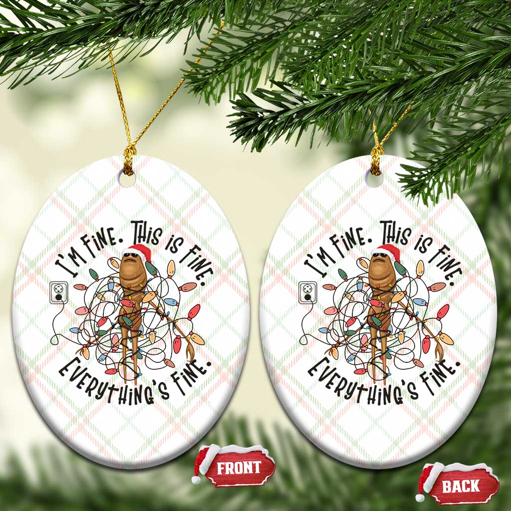 Marcus The Worm Christmas Meme Ceramic Ornament I'm Fine Everything is Fine TS10 Print Your Wear