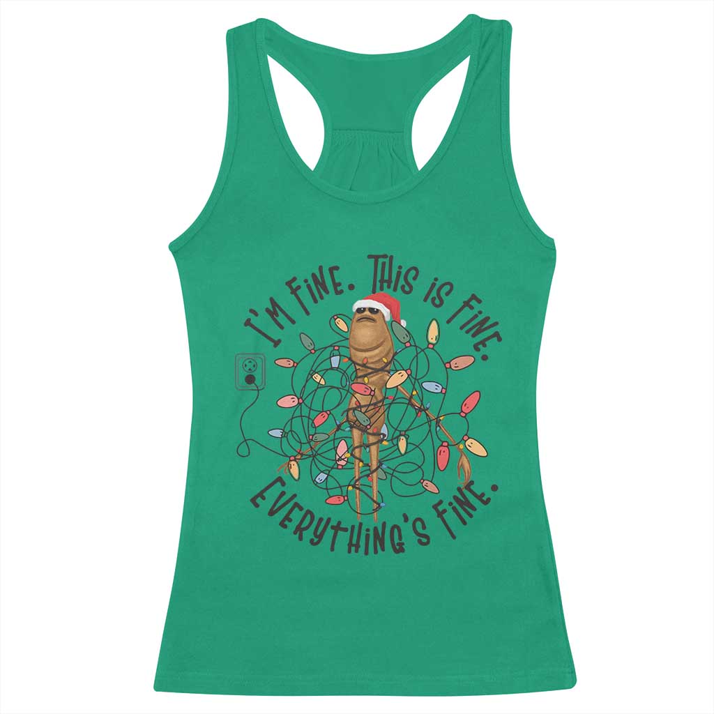 Marcus The Worm Christmas Meme Racerback Tank Top I'm Fine Everything is Fine TS10 Irish Green Print Your Wear