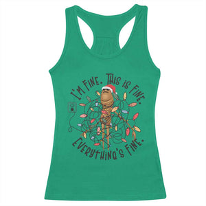 Marcus The Worm Christmas Meme Racerback Tank Top I'm Fine Everything is Fine TS10 Irish Green Print Your Wear