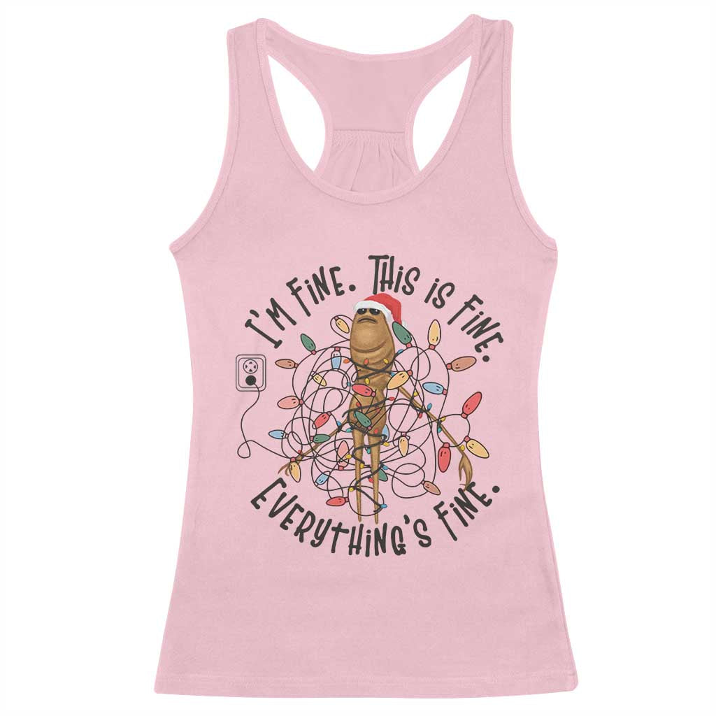 Marcus The Worm Christmas Meme Racerback Tank Top I'm Fine Everything is Fine TS10 Light Pink Print Your Wear
