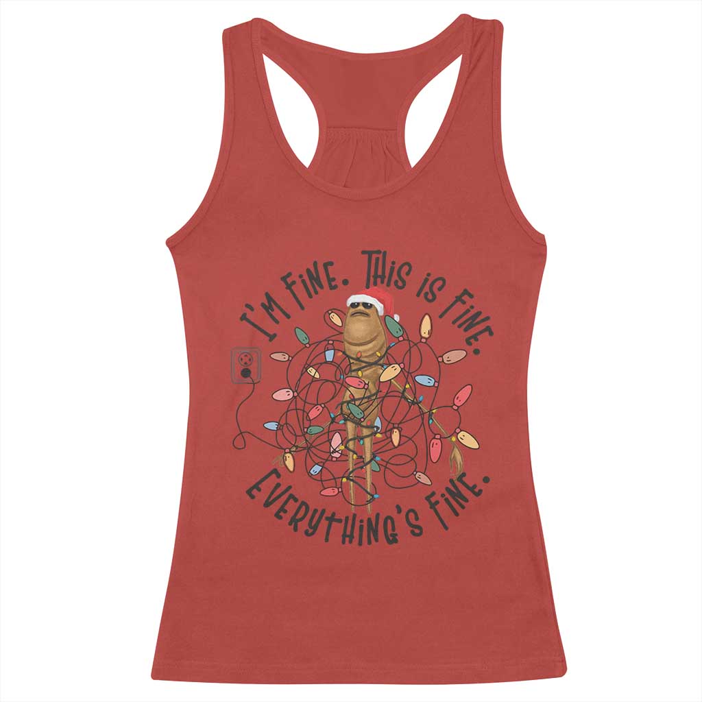 Marcus The Worm Christmas Meme Racerback Tank Top I'm Fine Everything is Fine TS10 Red Print Your Wear