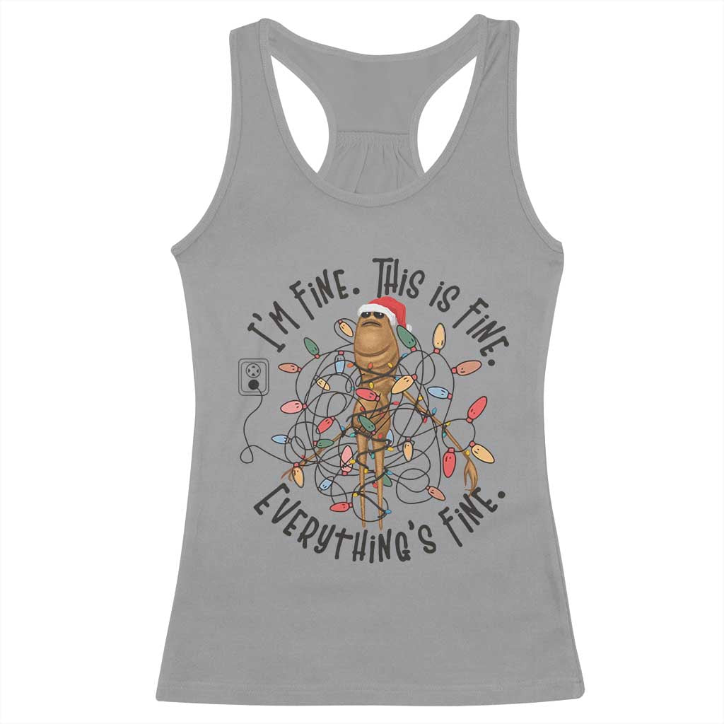 Marcus The Worm Christmas Meme Racerback Tank Top I'm Fine Everything is Fine TS10 Sport Gray Print Your Wear