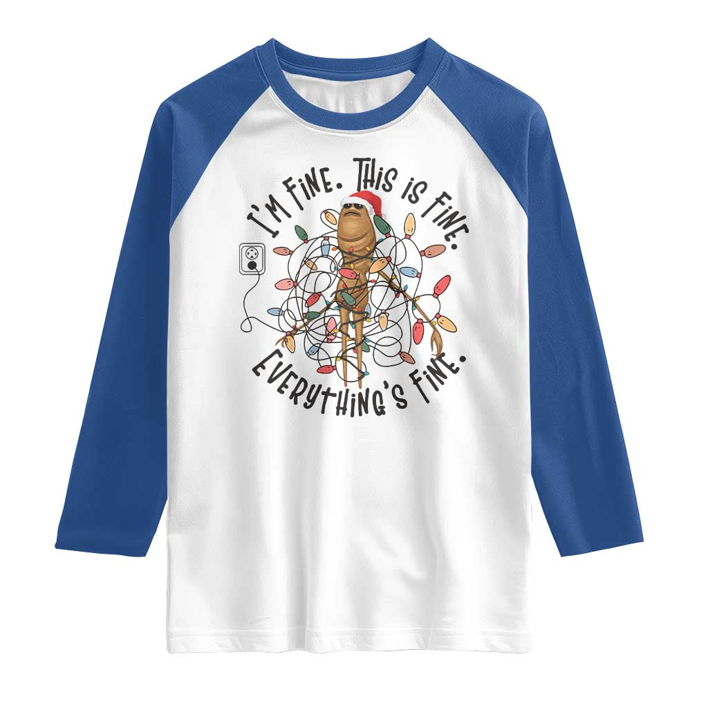 Marcus The Worm Christmas Meme Raglan Shirt I'm Fine Everything is Fine TS10 White Royal Print Your Wear