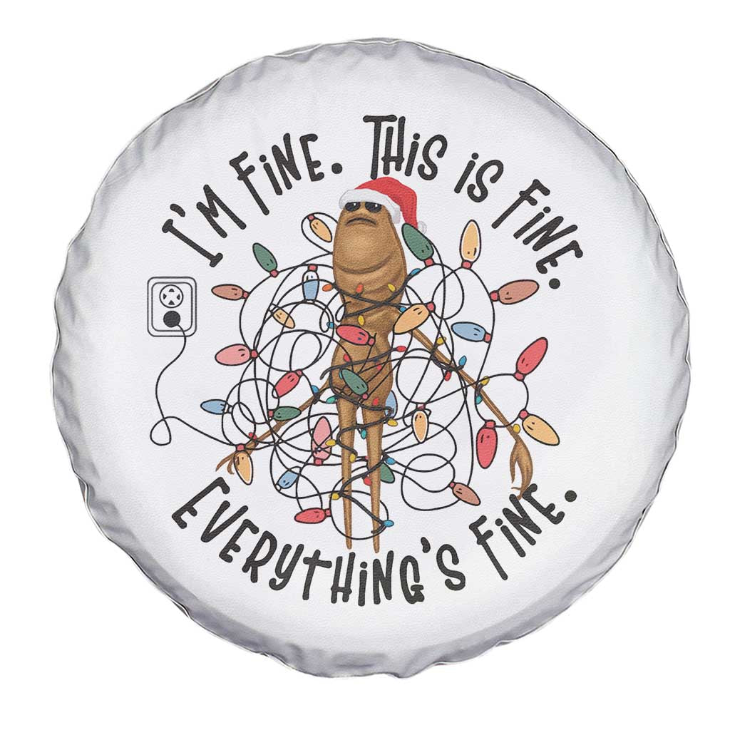 Marcus The Worm Christmas Meme Spare Tire Cover I'm Fine Everything is Fine TS10 Print Your Wear