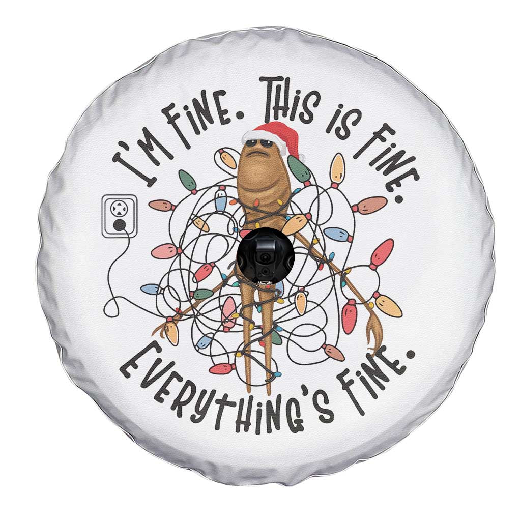 Marcus The Worm Christmas Meme Spare Tire Cover I'm Fine Everything is Fine TS10 Print Your Wear