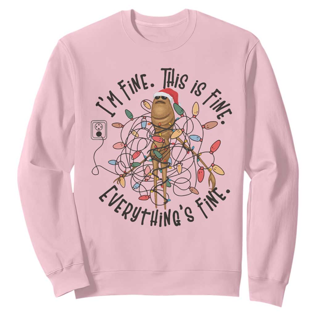 Marcus The Worm Christmas Meme Sweatshirt I'm Fine Everything is Fine TS10 Light Pink Print Your Wear