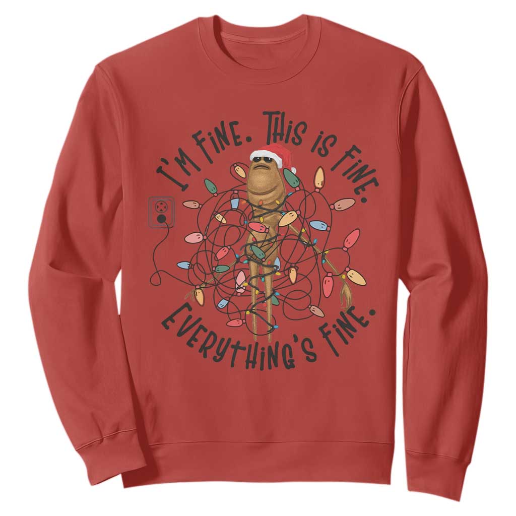 Marcus The Worm Christmas Meme Sweatshirt I'm Fine Everything is Fine TS10 Red Print Your Wear