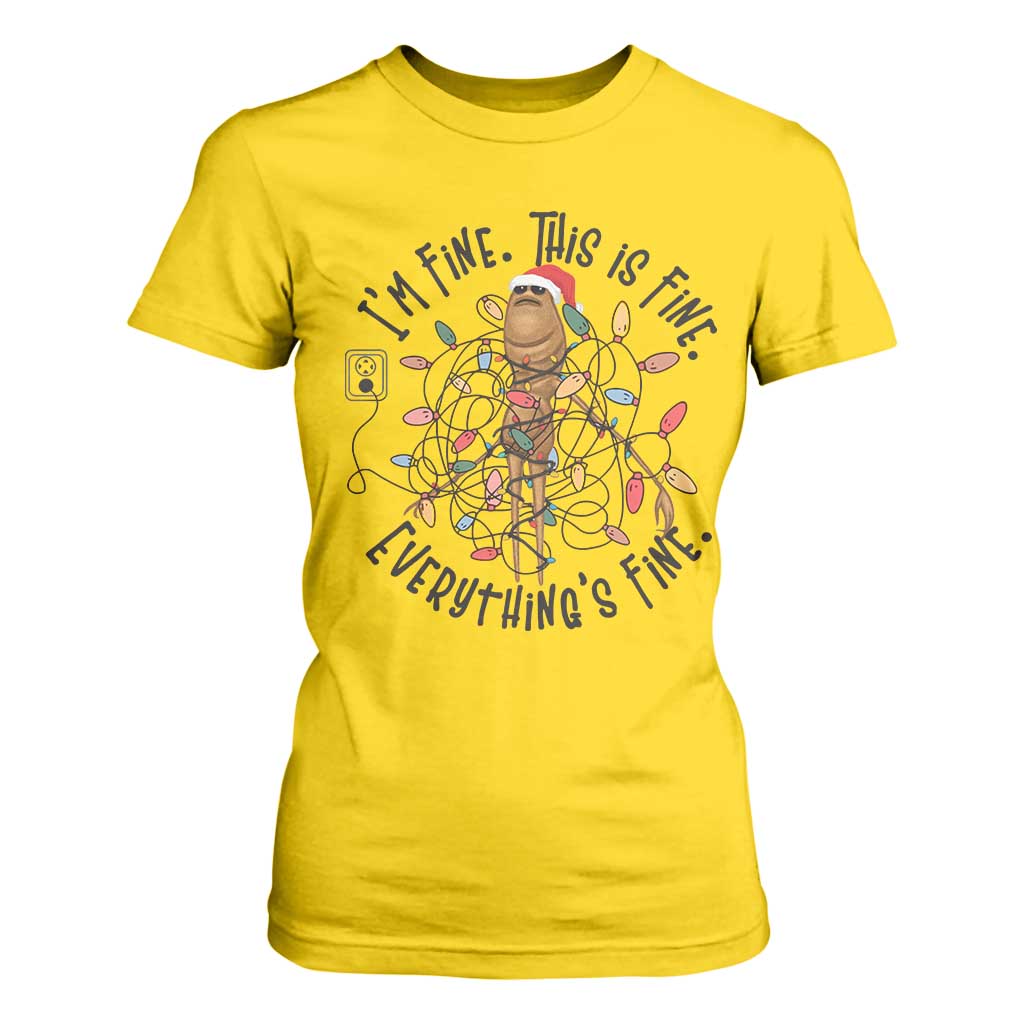 Marcus The Worm Christmas Meme T Shirt For Women I'm Fine Everything is Fine TS10 Daisy Print Your Wear