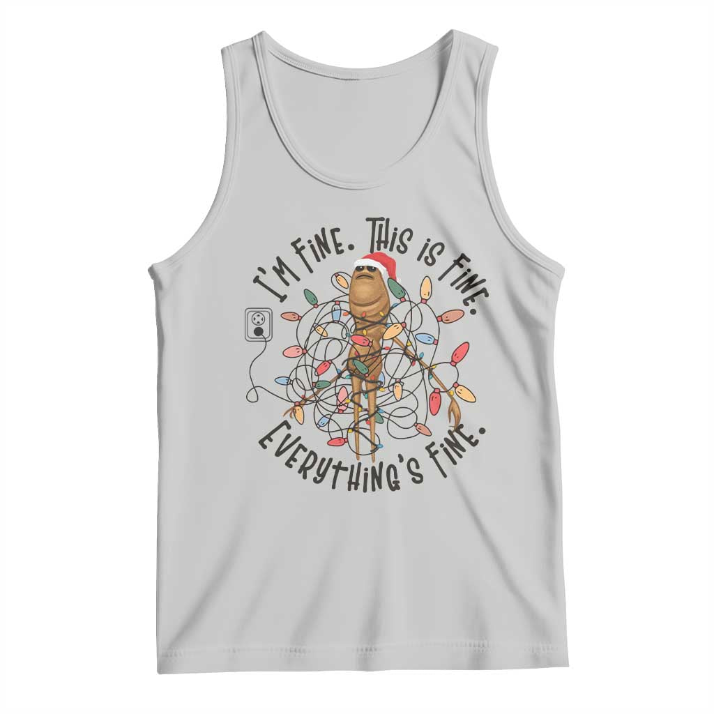 Marcus The Worm Christmas Meme Tank Top I'm Fine Everything is Fine TS10 Ash Print Your Wear
