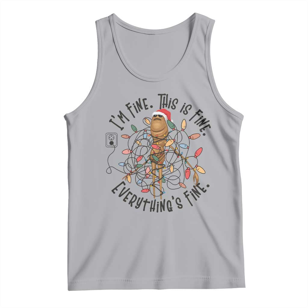 Marcus The Worm Christmas Meme Tank Top I'm Fine Everything is Fine TS10 Athletic Heather Print Your Wear