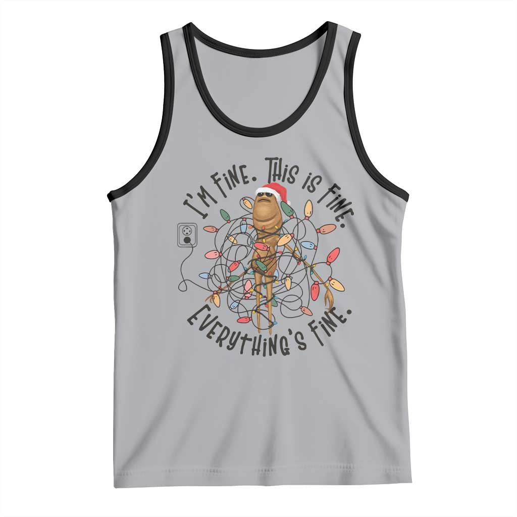 Marcus The Worm Christmas Meme Tank Top I'm Fine Everything is Fine TS10 Athletic Heather Black Print Your Wear