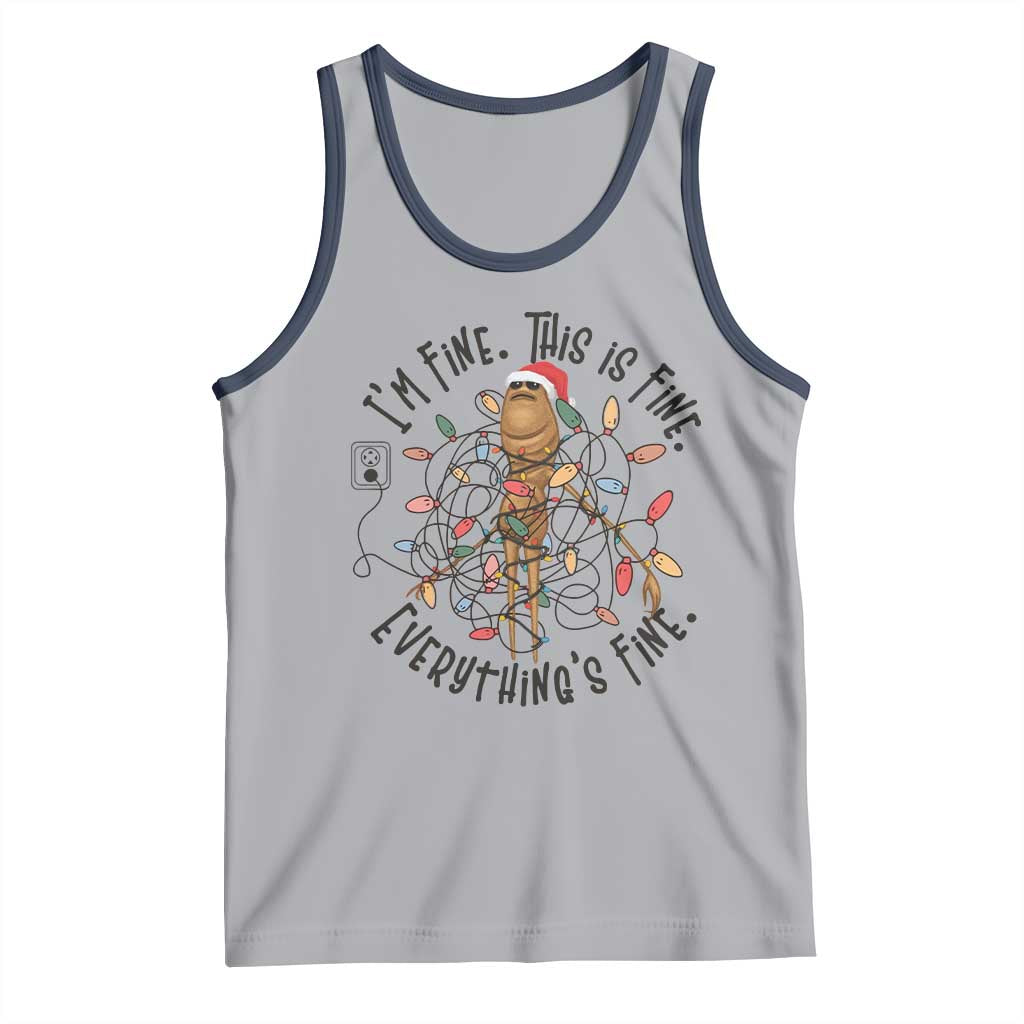 Marcus The Worm Christmas Meme Tank Top I'm Fine Everything is Fine TS10 Athletic Heather Navy Print Your Wear