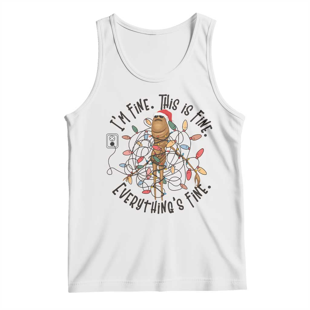 Marcus The Worm Christmas Meme Tank Top I'm Fine Everything is Fine TS10 White Print Your Wear