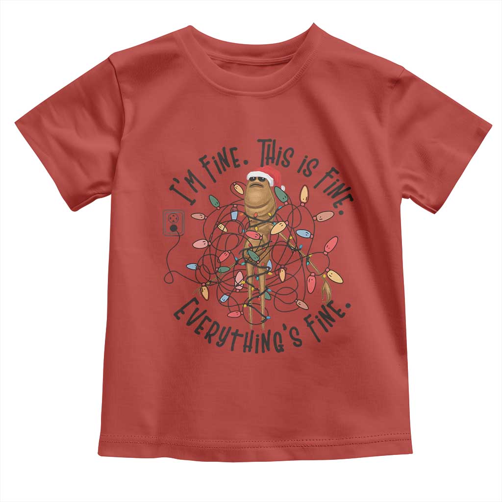Marcus The Worm Christmas Meme Toddler T Shirt I'm Fine Everything is Fine TS10 Red Print Your Wear