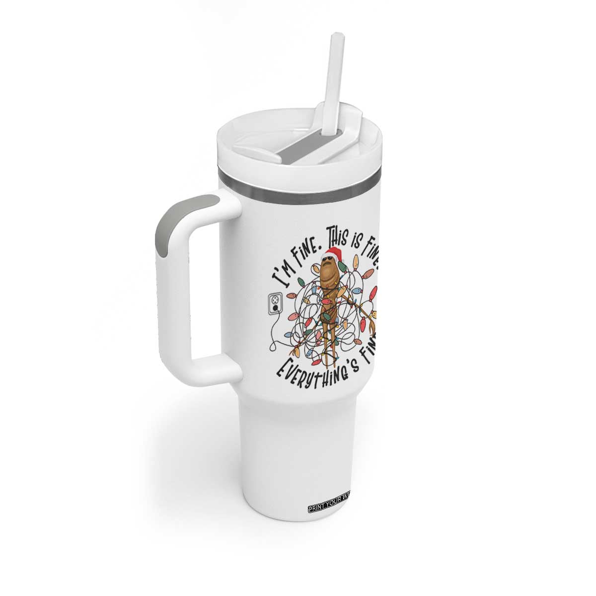 Marcus The Worm Christmas Meme Tumbler With Handle I'm Fine Everything is Fine TS10 Print Your Wear