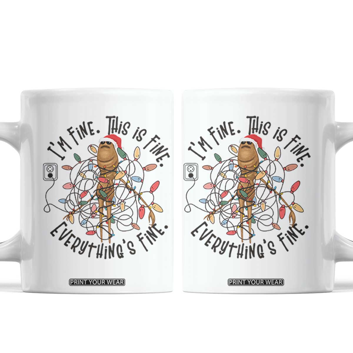Marcus The Worm Christmas Meme Coffee Mug I'm Fine Everything is Fine TS10 White Print Your Wear